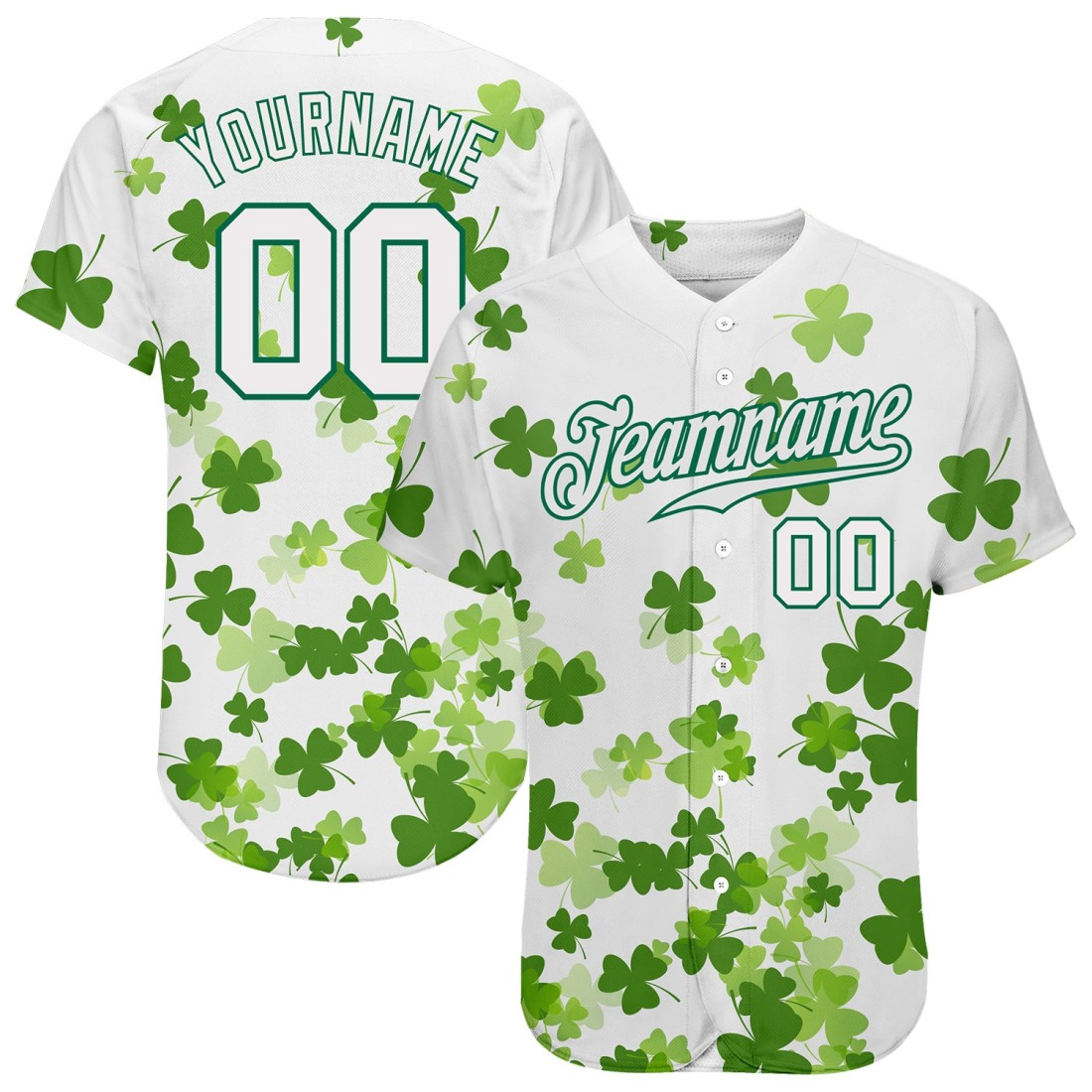 Patricks Green Custom White-Kelly White St. Jersey Authentic Baseball